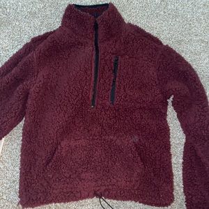 Burgundy Sherpa Pullover